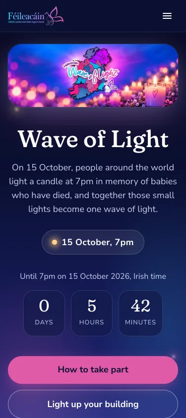 The same site on a phone: Wave of Light